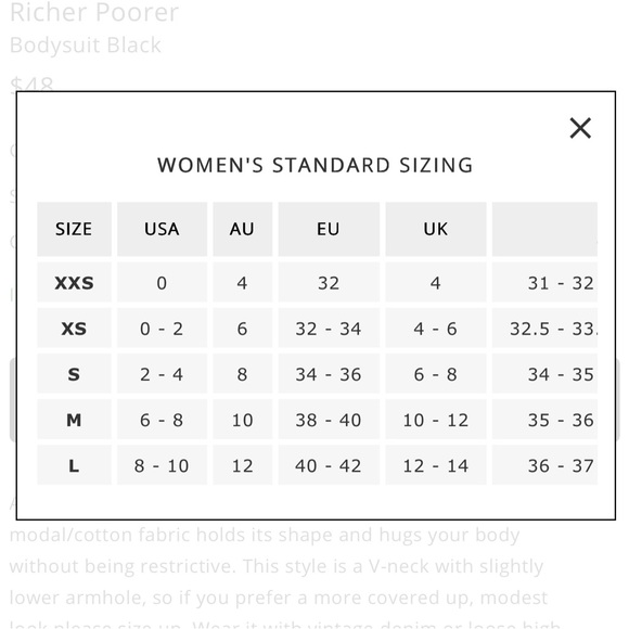 Richer Poorer Black V-Neck Bodysuit XS Madewell - Picture 8 of 10